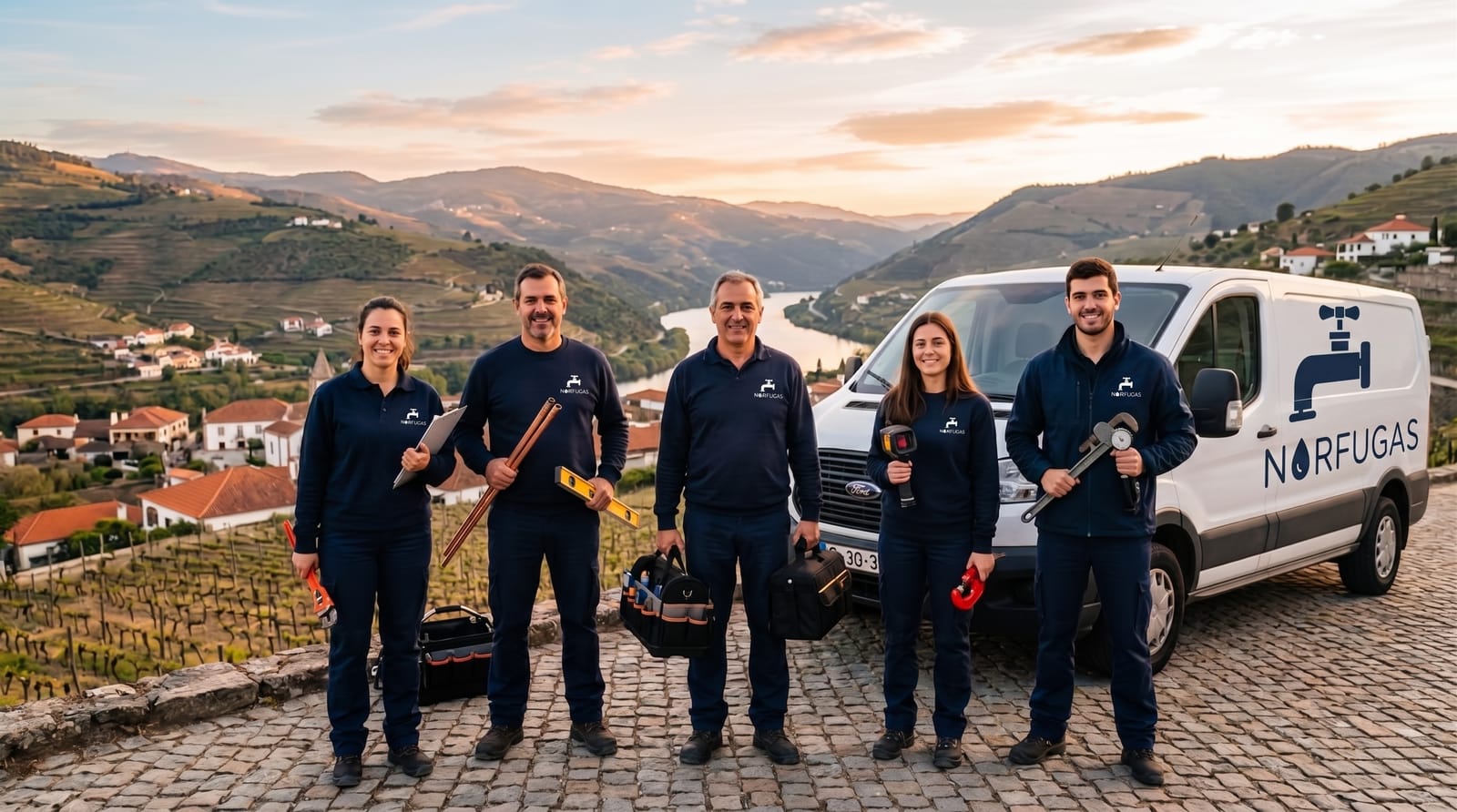 Equipa técnica da Norfugas em intervenção de deteção de fugas no Norte de Portugal
